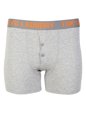 Kennedy (2 Pack) Boxer Shorts Set in Oxblood / Light Grey Marl - Tokyo Laundry