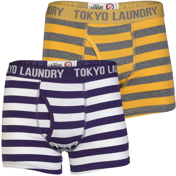 Otterlake (2 Pack) Boxer Shorts Set in Washed Prune / Yolk Yellow - Tokyo Laundry