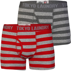Otterlake (2 Pack) Boxer Shorts Set in Tokyo Red / Lt Grey Mar - Tokyo Laundry