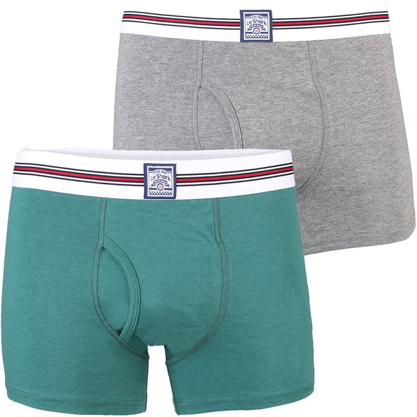 A-Train Boxer Shorts Set in Green / Grey Marl - Le Shark