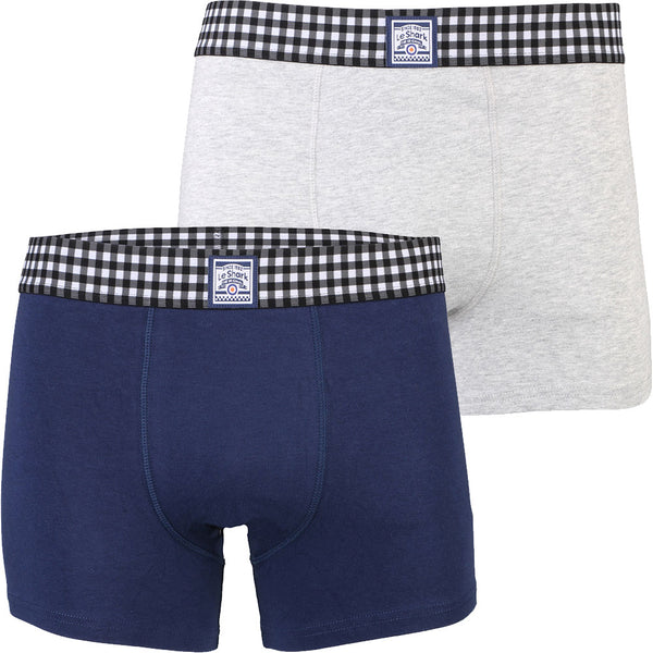 Beatnik ( 2 Pack) Boxers Shorts Set in Blue / Light Grey Marl - Le Shark