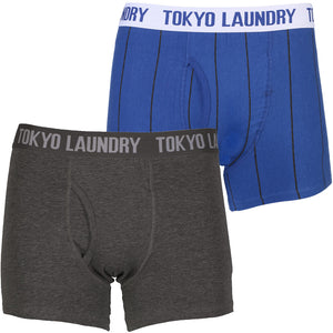 Tokyo Laundry Ortiz blue & charcoal boxer short’s