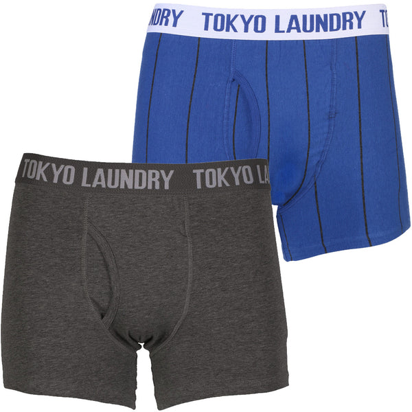 Tokyo Laundry Ortiz blue & charcoal boxer short’s