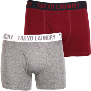 Tokyo Laundry Kobe boxer shorts in oxblood & grey