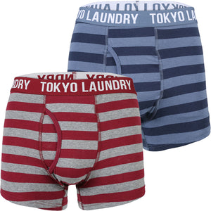 Yass ( 2 Pack) Striped Boxer Shorts Set in Rioja / Vintage Indigo - Tokyo Laundry