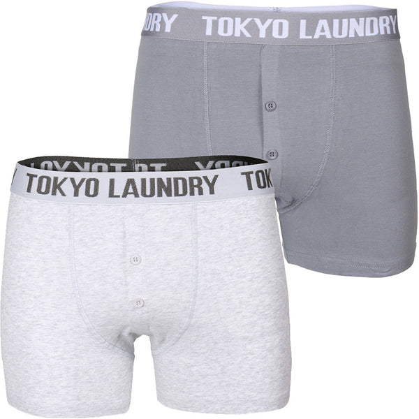 Port Douglas Boxer Shorts in Ashley Blue / Ice Grey Marl - Tokyo Laundry