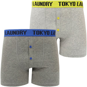 Irwin (2 Pack) Boxer Shorts Set in Buttercup / Deep Blue - Tokyo Laundry