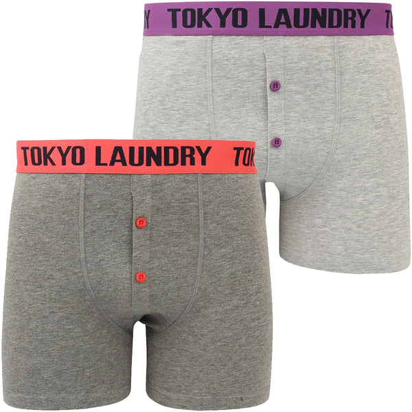 Irwin (2 Pack) Boxer Shorts Set in Dewberry / Paradise Pink - Tokyo Laundry