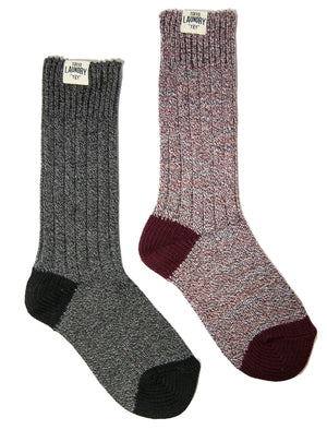 Tokyo Laundry Harv socks in black & red (2 Pack)