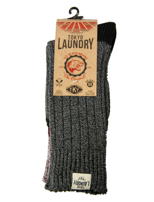 Tokyo Laundry Harv socks in black & red (2 Pack)