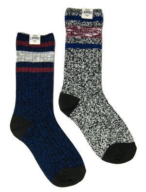 Tokyo Laundry Baypark black & blue socks (2 Pack)
