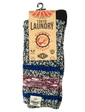 Tokyo Laundry Baypark black & blue socks (2 Pack)