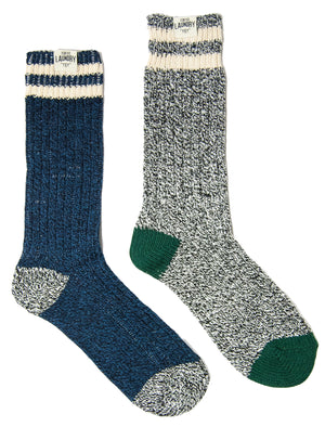 Tokyo Laundry Merrick socks in black & blue (2 Pack)