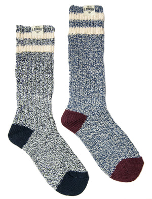 Tokyo Laundry Merrick socks in dark blue& light blue (2 Pack)