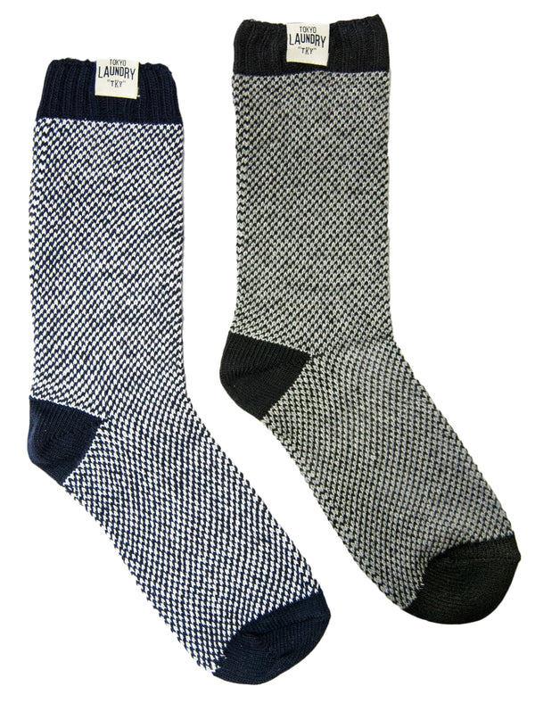 Tokyo Laundry Lynbrook navy & black socks (2 Pack)