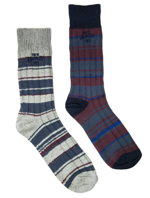 Tokyo laundry Uniondale socks in grey & red (2 Pack)