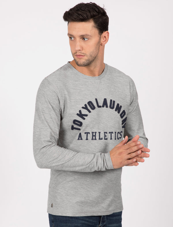 Stanford Slub Long Sleeve Top In Light Grey Marl - Tokyo Laundry