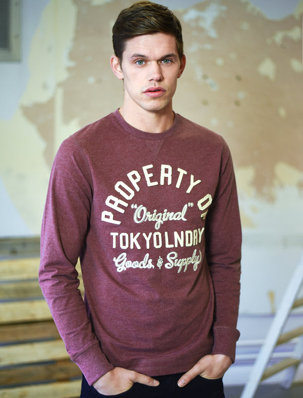 Applique Long Sleeve Top In Bordeaux Marl - Tokyo Laundry