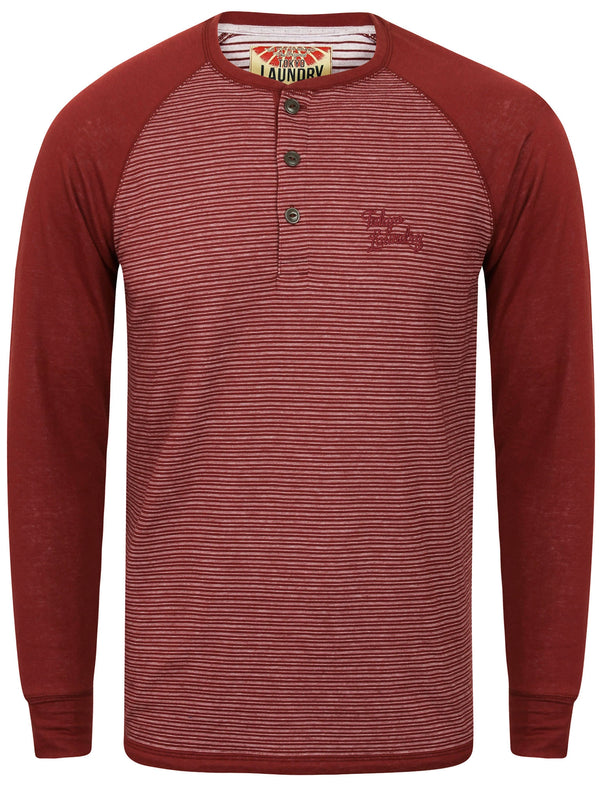 Sephro Raglan Sleeve Top with Stripe Print in Oxblood Marl - Tokyo Laundry