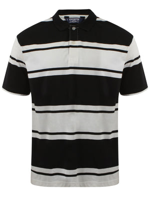 Cotton Rich Jersey Polo Shirt in Black / White - Kensington Eastside