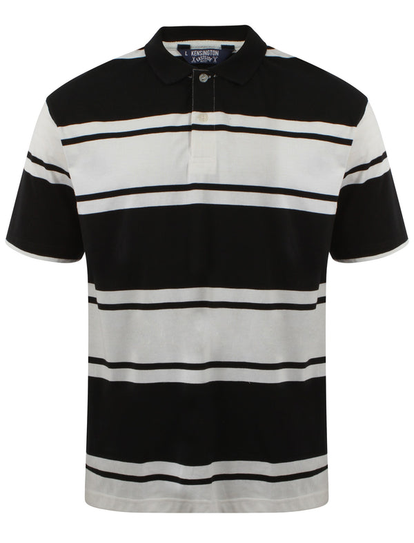 Cotton Rich Jersey Polo Shirt in Black / White - Kensington Eastside