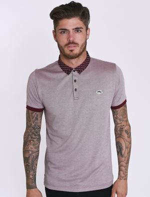 Chatham Patterned Collar Polo Shirt in Oxblood - Le Shark