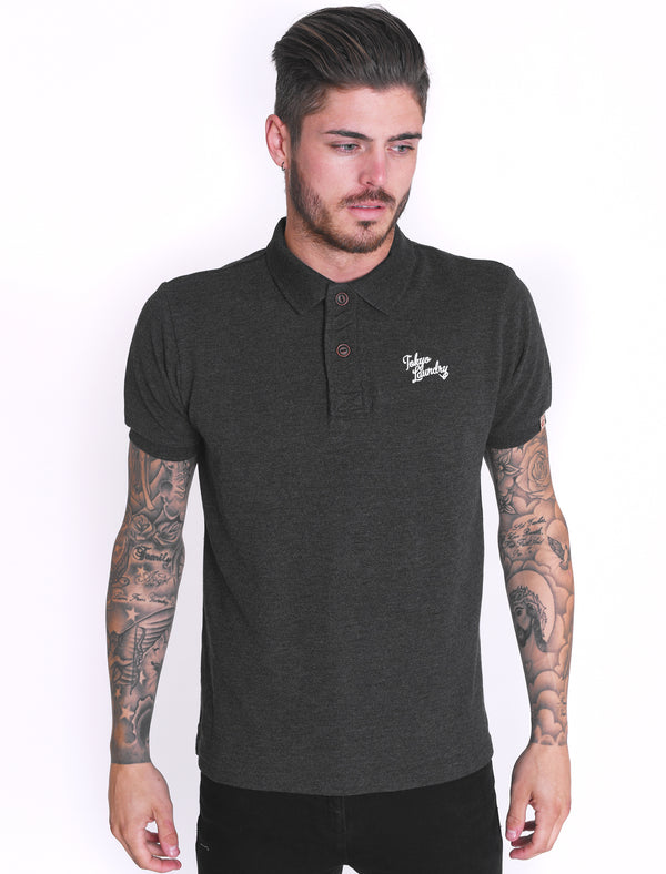 Willowood Piqué Polo Shirt in Charcoal Marl - Tokyo Laundry