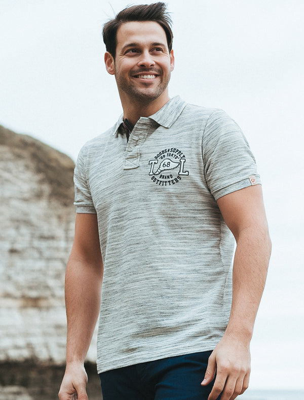 Greychon Injection Dyed Polo Shirt in Light Grey Marl - Tokyo Laundry