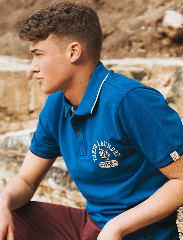 Tiger Bay Pique Polo Shirt in Cornflower Blue Marl - Tokyo Laundry