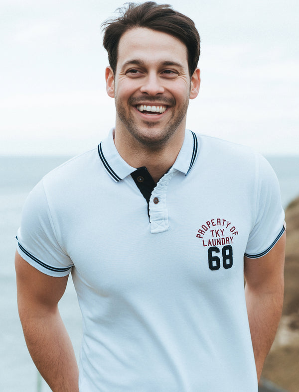 Esko Springs Pique Polo Shirt in Optic White - Tokyo Laundry