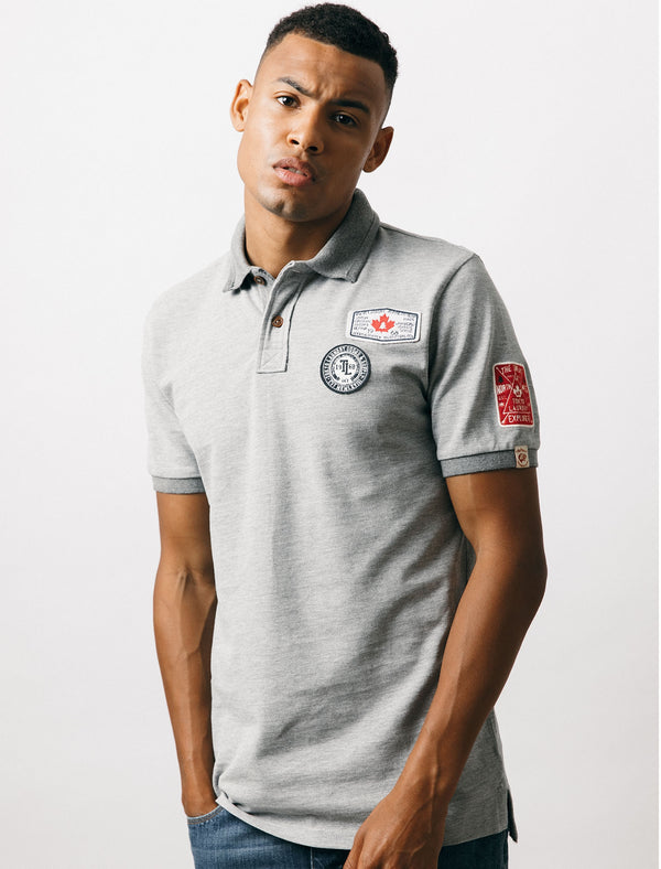 Downton Pique Polo Shirt in Light Grey Marl - Tokyo Laundry