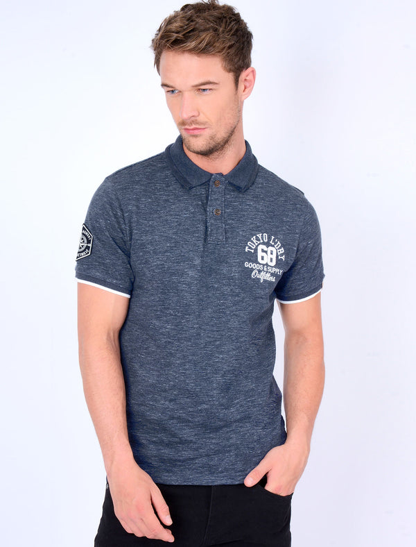 Berling Jersey Polo Shirt in Medieval Blue / Ivory - Tokyo Laundry