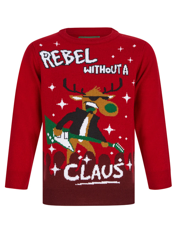 Boy's Rebel Novelty Christmas Jumper in George Red - Merry Christmas Kids (4-12yrs)