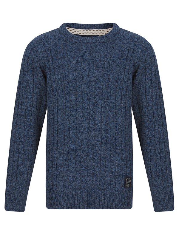 Boys Guinee Chunky Cable Knitted Jumper in Denim Twist - Tokyo Laundry Kids