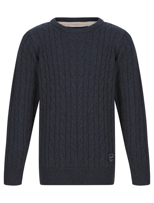 Boys Guinee Chunky Cable Knitted Jumper in Navy Twist - Tokyo Laundry Kids