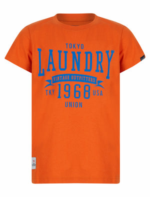 Boys Elon Motif Cotton T-Shirt in Harvest Pumpkin - Tokyo Laundry Kids