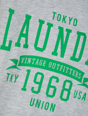 Boys Elon Motif Cotton T-Shirt in Light Grey Marl - Tokyo Laundry Kids