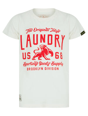 Boys Panther Motif Cotton T-Shirt in Snow White - Tokyo Laundry Kids