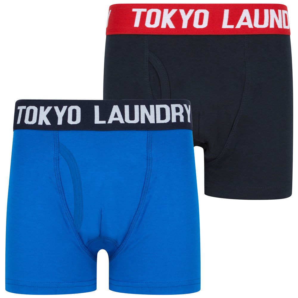 Boys Levens (2 Pack) Boxer Shorts Set in Sky Captain Navy / Jet Blue ...