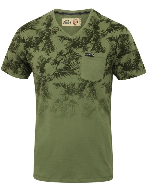 Boys K-Will Tropical V Neck T-Shirt in Olivine Khaki - Tokyo Laundry Kids