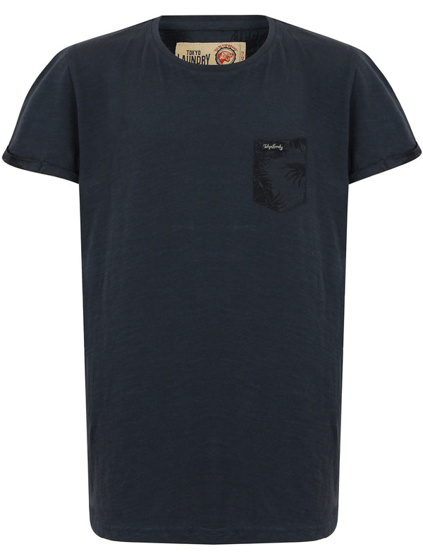 Boys K-Akamu T-Shirt with Printed Chest Pocket in True Navy - Tokyo Laundry Kids