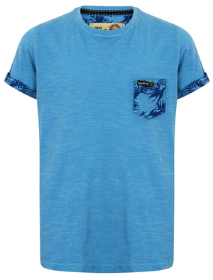 Boys K-Akamu T-Shirt with Printed Chest Pocket in Swedish Blue - Tokyo Laundry Kids