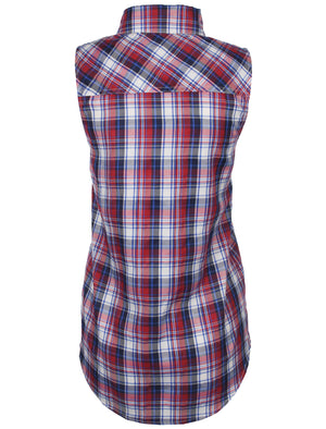 Abigail Checkered Sleeveless Shirt in Red - Tokyo Laundry