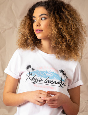 Cami Palm Springs Motif Cotton Jersey T-Shirt in Bright White - Tokyo Laundry