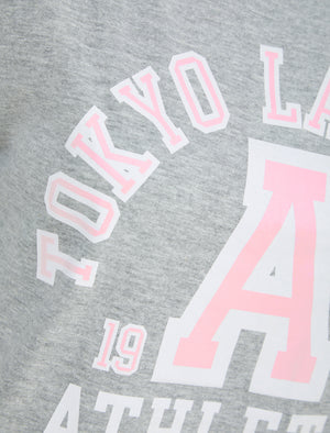 Athletic  Motif Cotton Jersey T-Shirt in Light Grey Marl - Tokyo Laundry