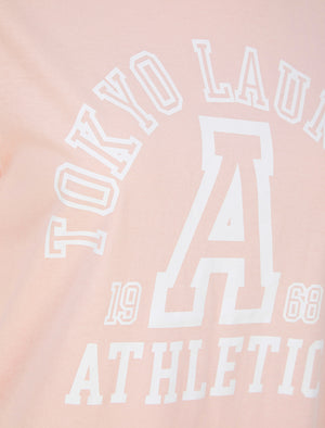 Athletic  Motif Cotton Jersey T-Shirt in Peach - Tokyo Laundry