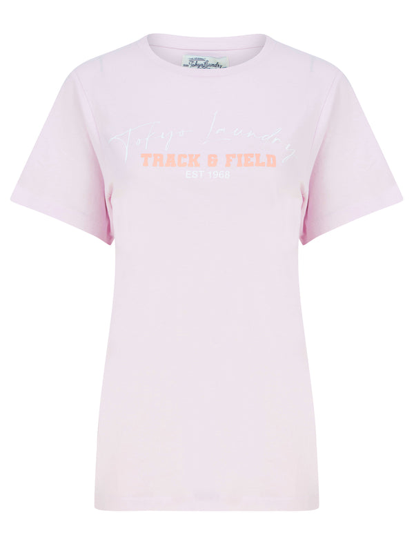 Track Motif Cotton Jersey T-Shirt in Lavender Fog - Tokyo Laundry