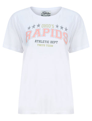 Rapids Motif Cotton Jersey T-Shirt in Optic White - Tokyo Laundry