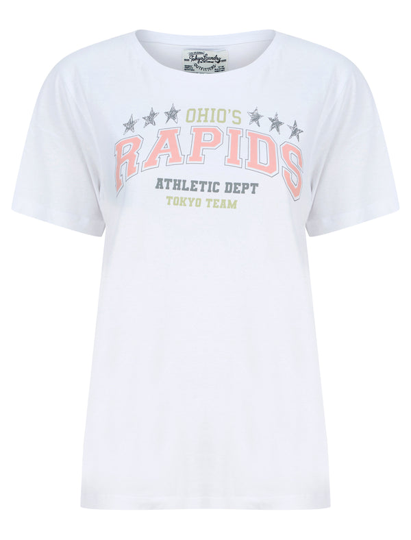 Rapids Motif Cotton Jersey T-Shirt in Optic White - Tokyo Laundry