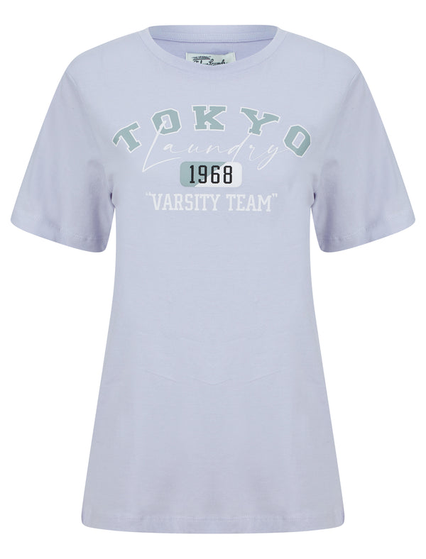 Varsity Motif Cotton Jersey T-Shirt in Purple Heather - Tokyo Laundry